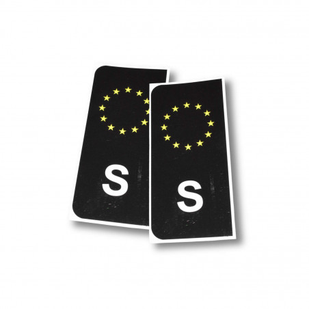 2-pack Svart S-Märke Nummerskylt (EU-skylt)