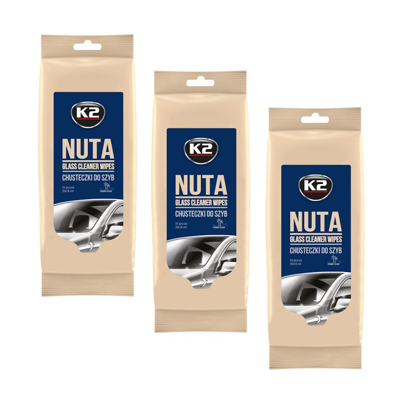 3-pack K2 Nuta Wipes Glasrengöring (24 st servetter)