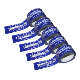 5-pack Torkarblad packtejp blå/vit (50mm, 66m)
