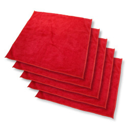 5-pack Dörrglans mikrofiberdukar i röd färg (40 x 40 cm)