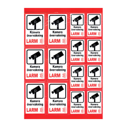 Larmdekaler med kameraövervakning (klister på framsidan)