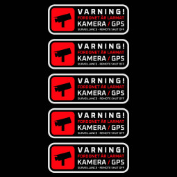 Bildekaler - LARMAT, KAMERA, GPS - Surveillance / Remote Shut Off (5-pack)