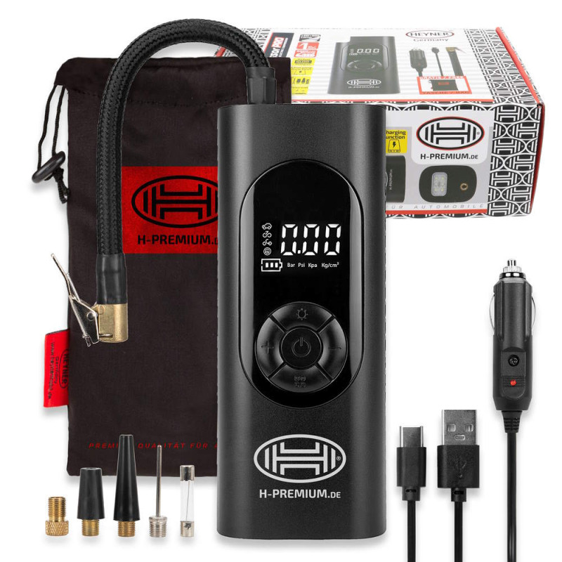 Bärbar, laddbar & digital luftkompressor 10 bar 6000 mAh (Heyner Akku Pressor PRO)