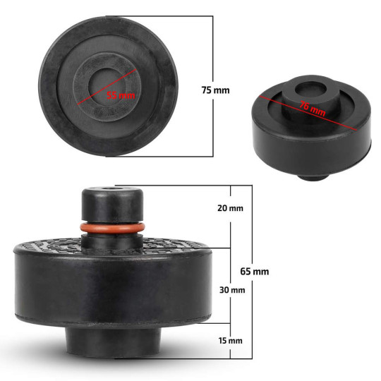 Domkraft Jack Pad / Lyftpuck till Tesla, 25mm, knopp undertill (Heyner)