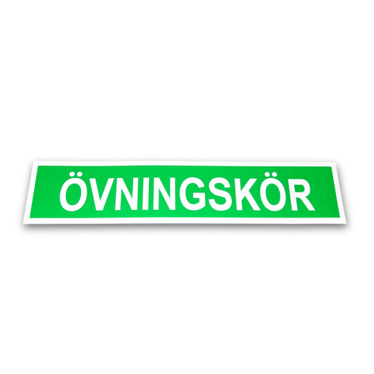 Premium skylt ÖVNINGSKÖR, grön/vit, 460x100mm (kraftig magnet)