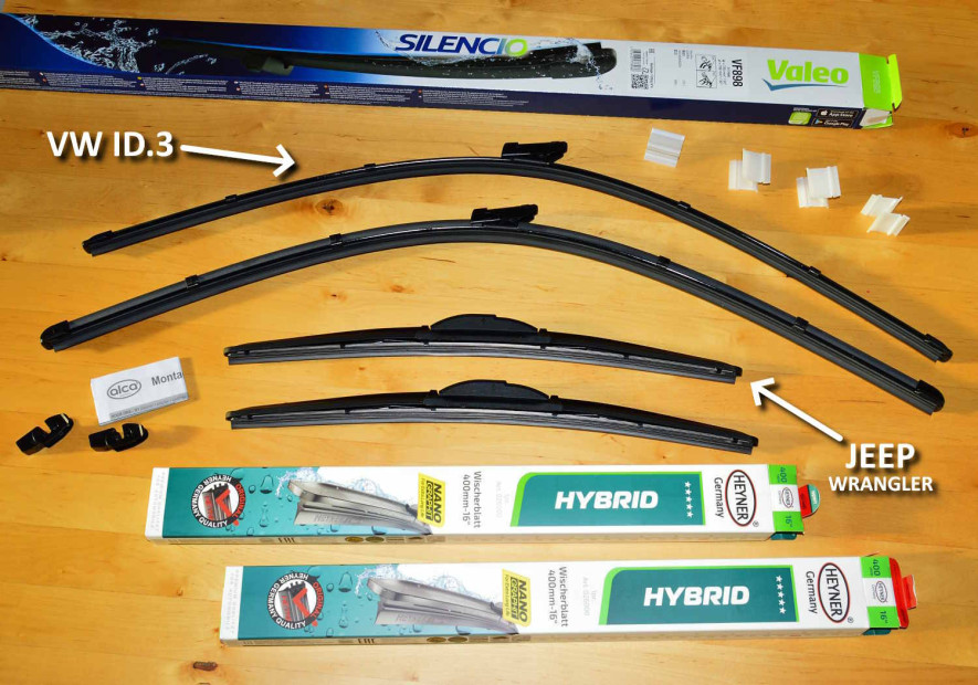 Bilar med långa respektive korta torkarblad